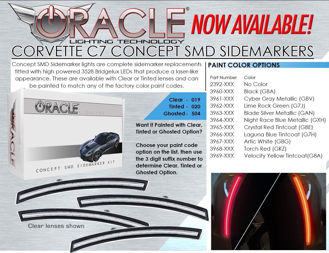 C7 Corvette Stingray, All Models, Oracle Concept LED Side Marker Lights